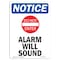 Signmission OSHA Notice, 5" Height, Alarm Will Sound Sign With Symbol, 5" X 3.5", Portrait OS-NS-D-35-V-10079 - alternate 1